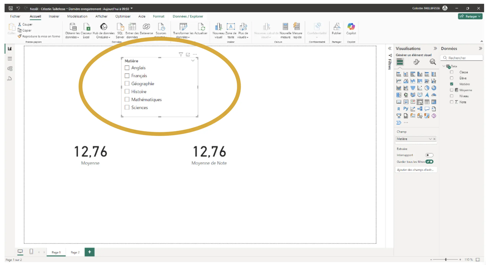 Filtrer dans Power BI