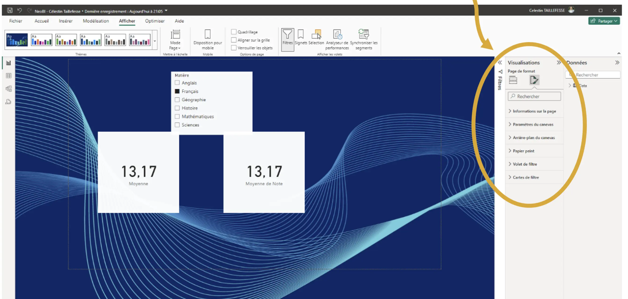 La mise en forme du thème Power BI