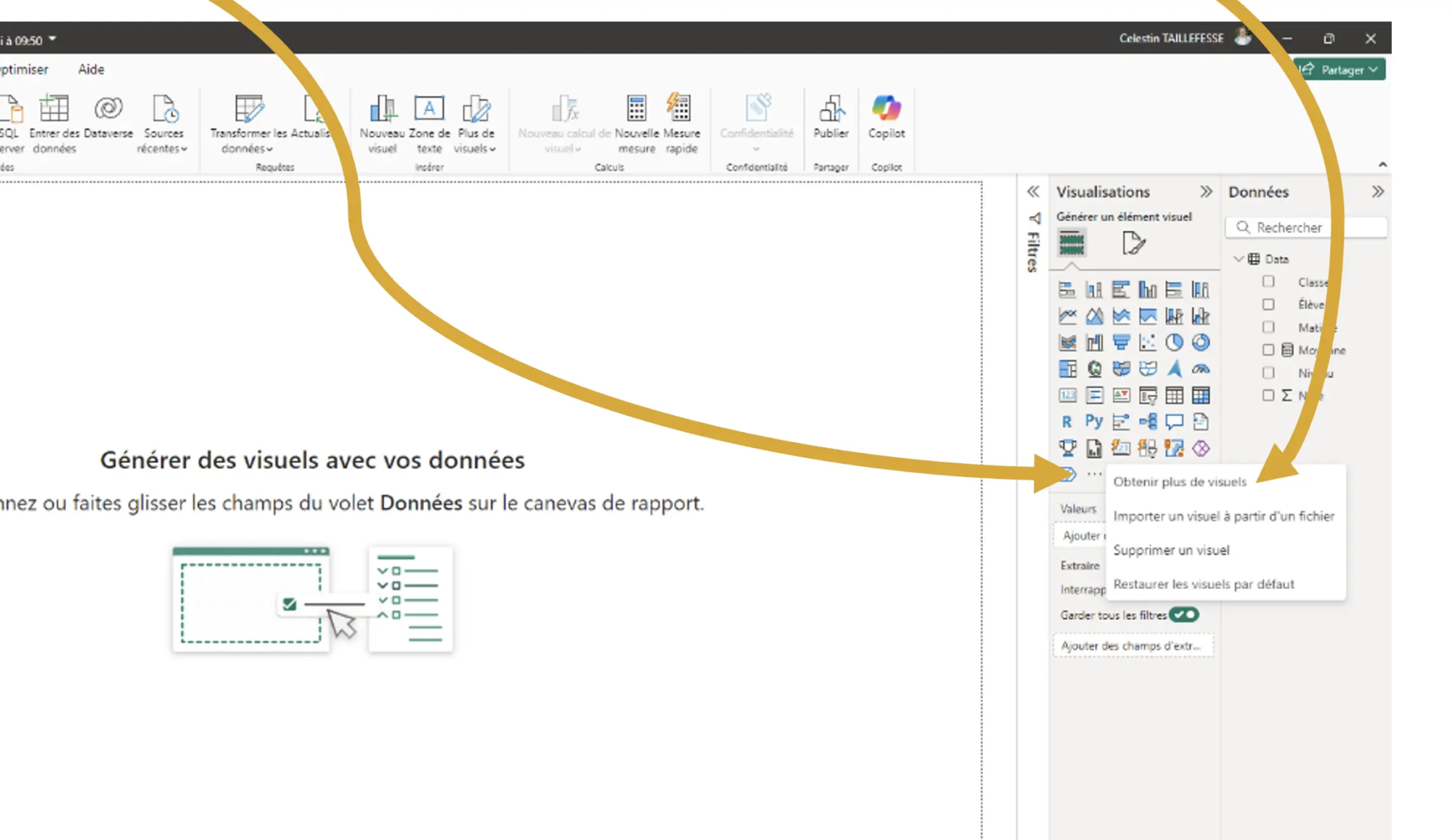 Obtenir plus de visuels Power Bi graphiques