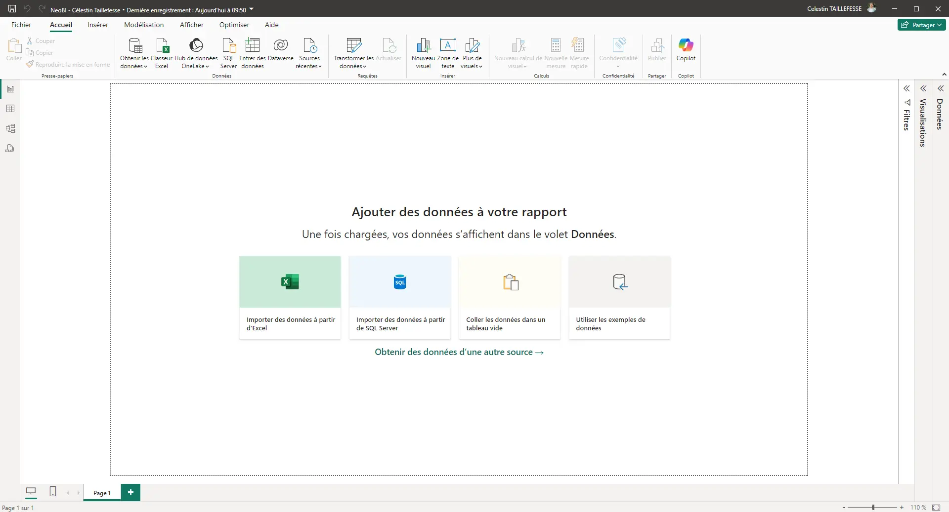 Entrer des données Power BI
