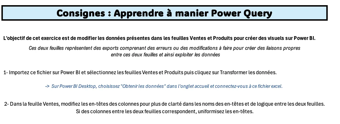 exercice prise ne main Power Query dans Power BI