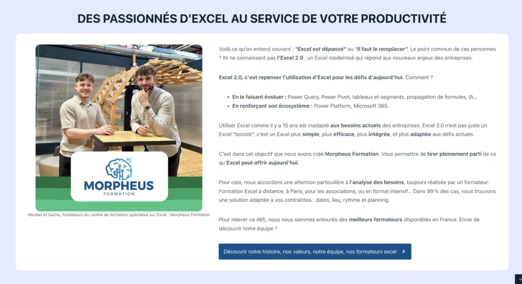 Morpheus Formation : Nicolas Parent et Sacha Letullier