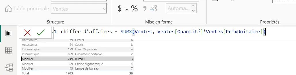 formules sumx la mesure directement dans power bi
