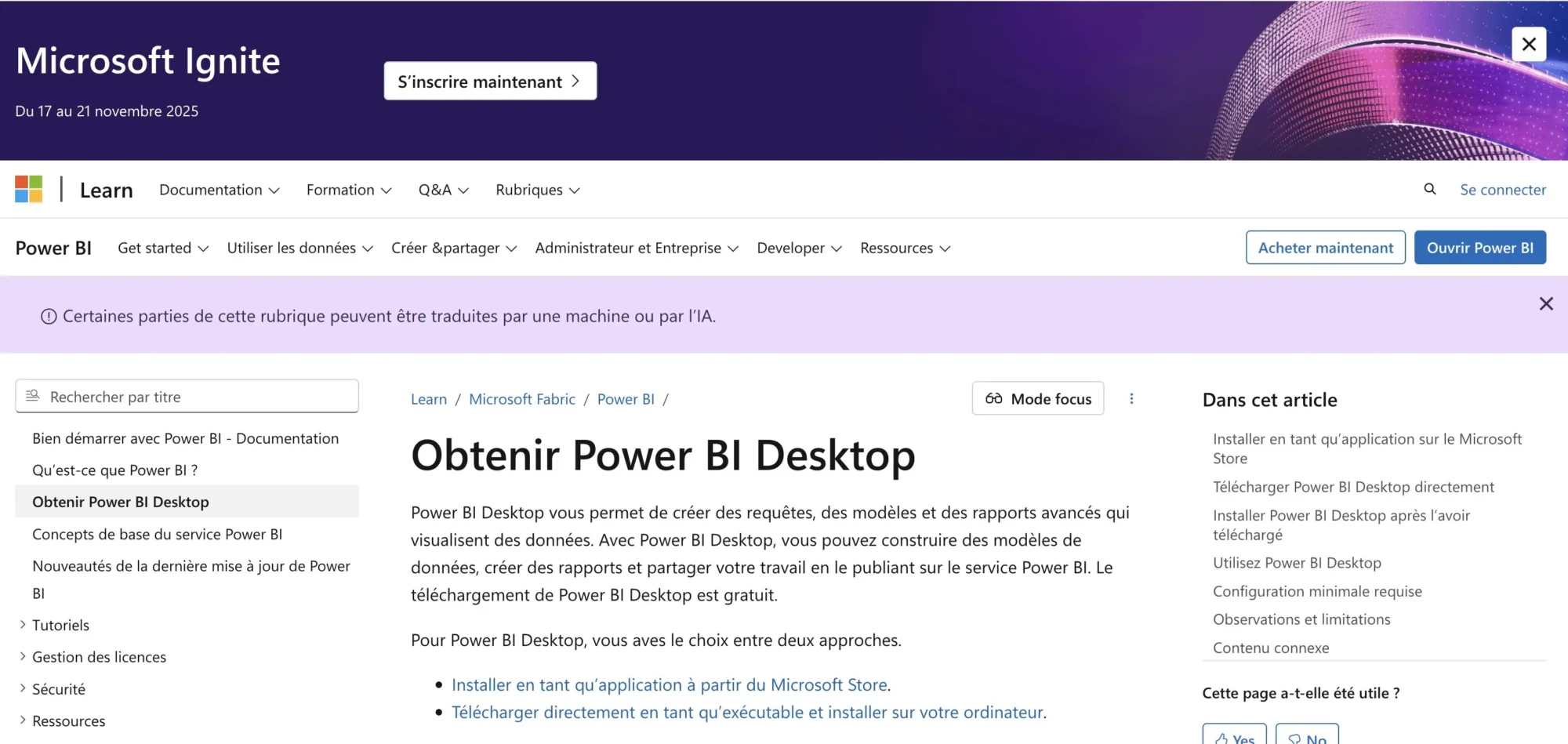microsoft tuto pour installer power bi sur windows