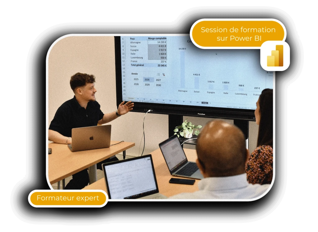 session de formation power bi en presentiel animé par un formateur
