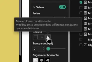 mise en forme conditionelle application de la couleur dans Power BI