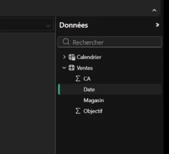 relation entre les tables dans les données avec colonne DATE et VENTES