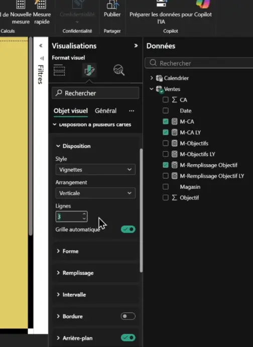visuel carte kpi power bi application de la mise en forme conditionnelle pour visualiser les données dans Power BI