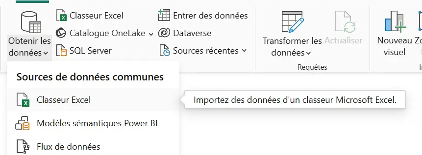 obtenir les données power bi