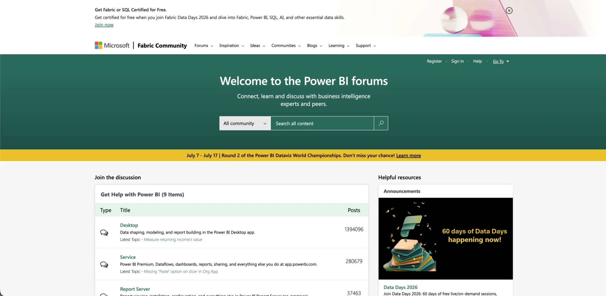 the Power BI forums Microsoft