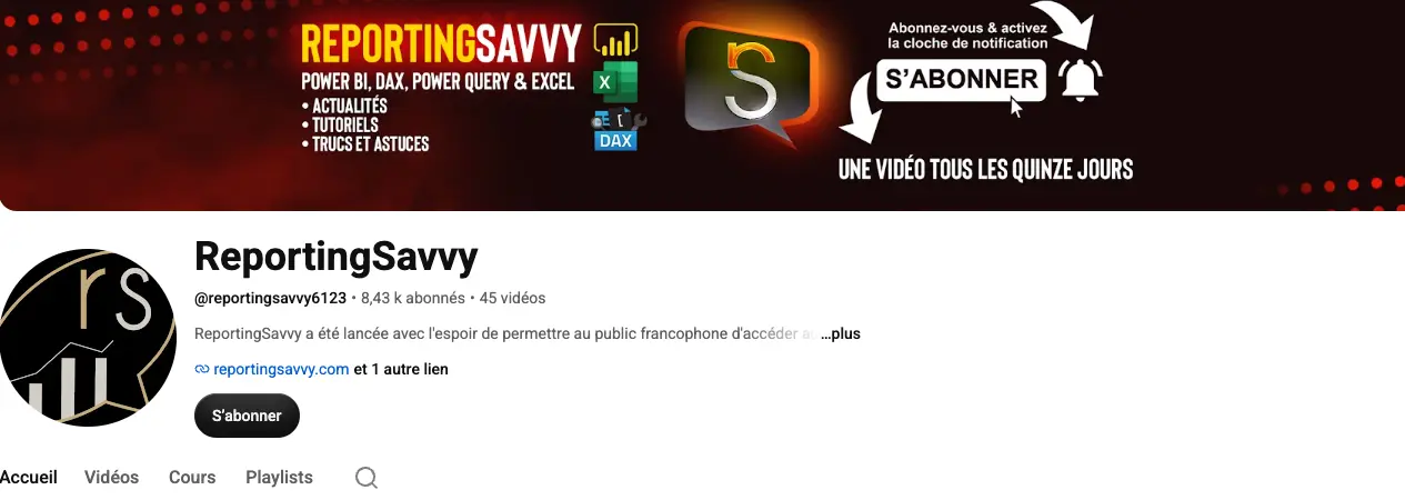 chaine youtube eportingsavvy power bi