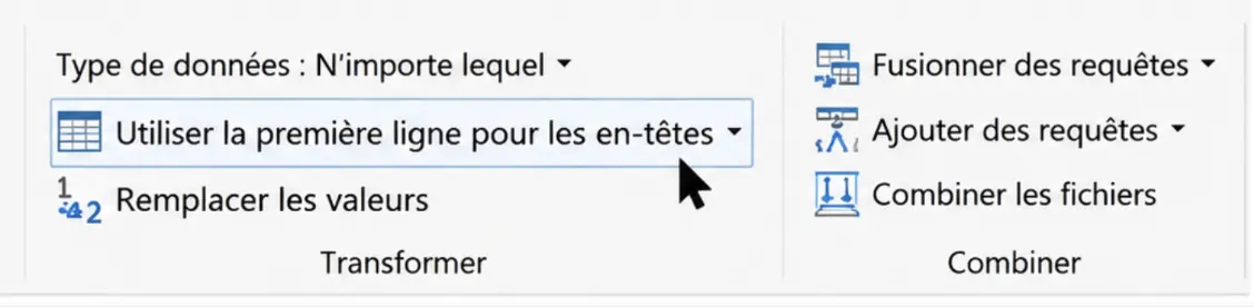première ligne en en-tête power bi